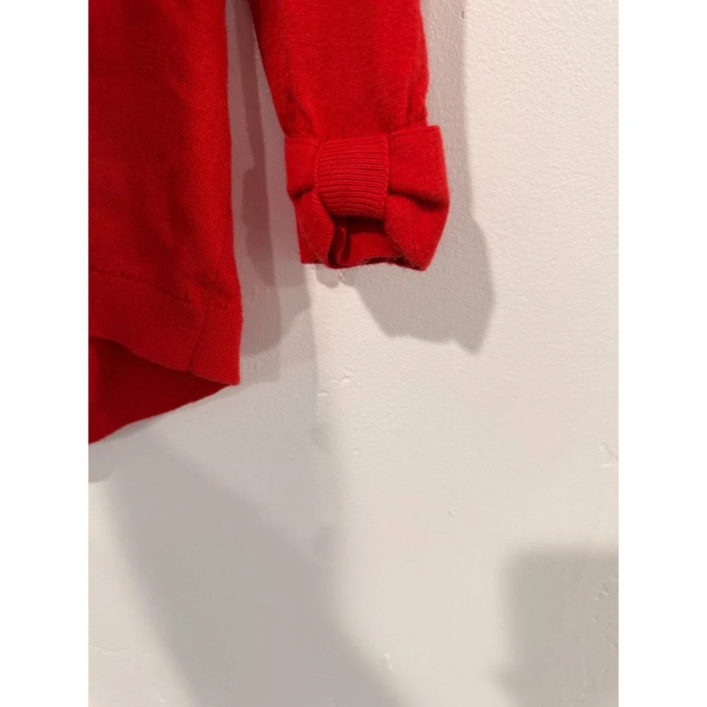 Kate Spade New York Womens Red Bow Cuff Button Front Cardigan Sweater Large